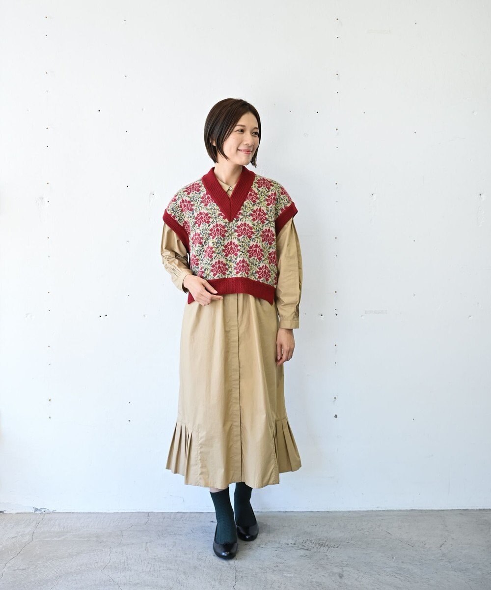 muuc 〈オーガニックコットン〉〈コットンブロード生地〉〈カラーにより異なる生地〉〈通年着られる〉コットン裾プリ ーツ 前開き ワンピース 