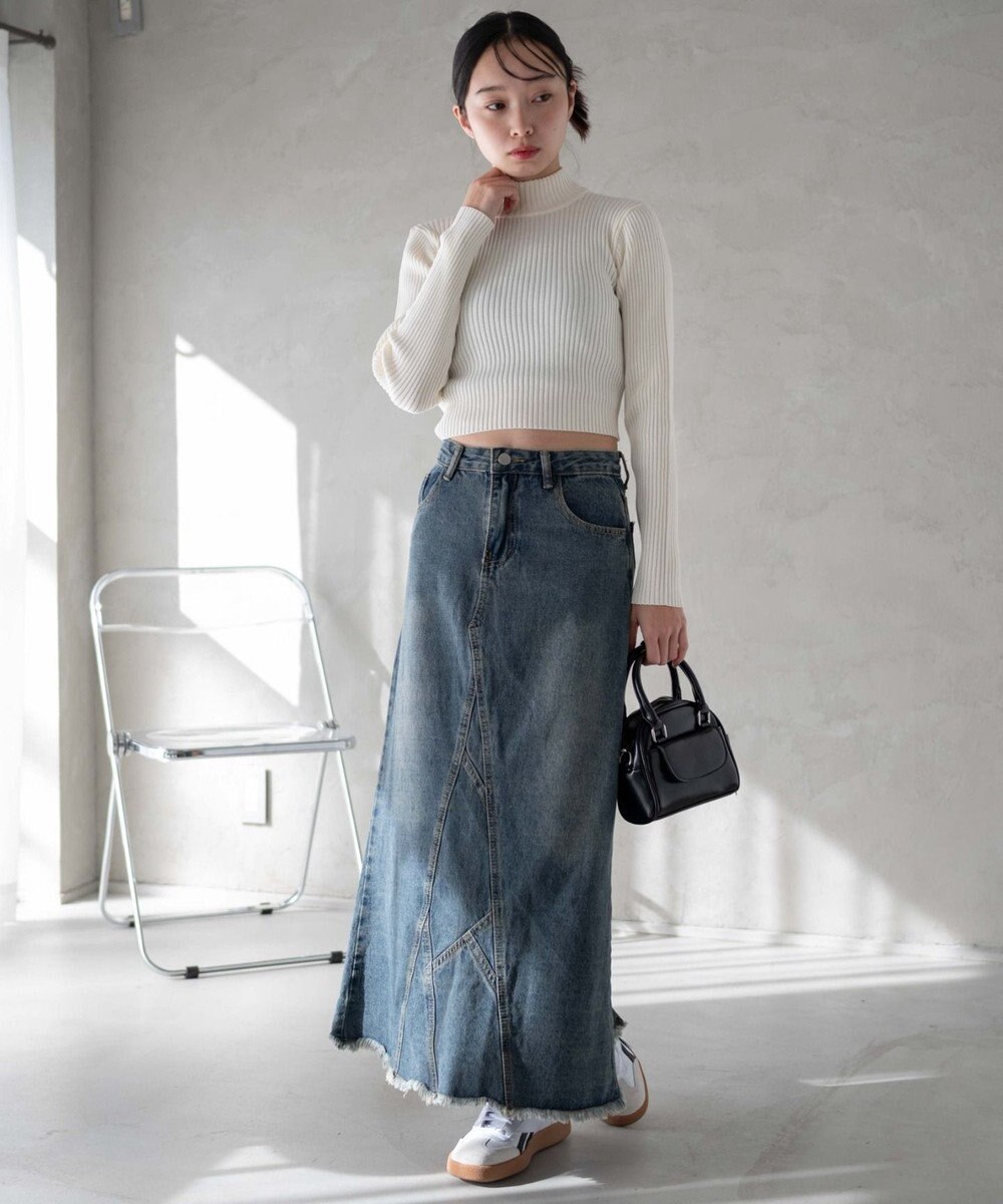 WEGO リブハイネックショートニット 