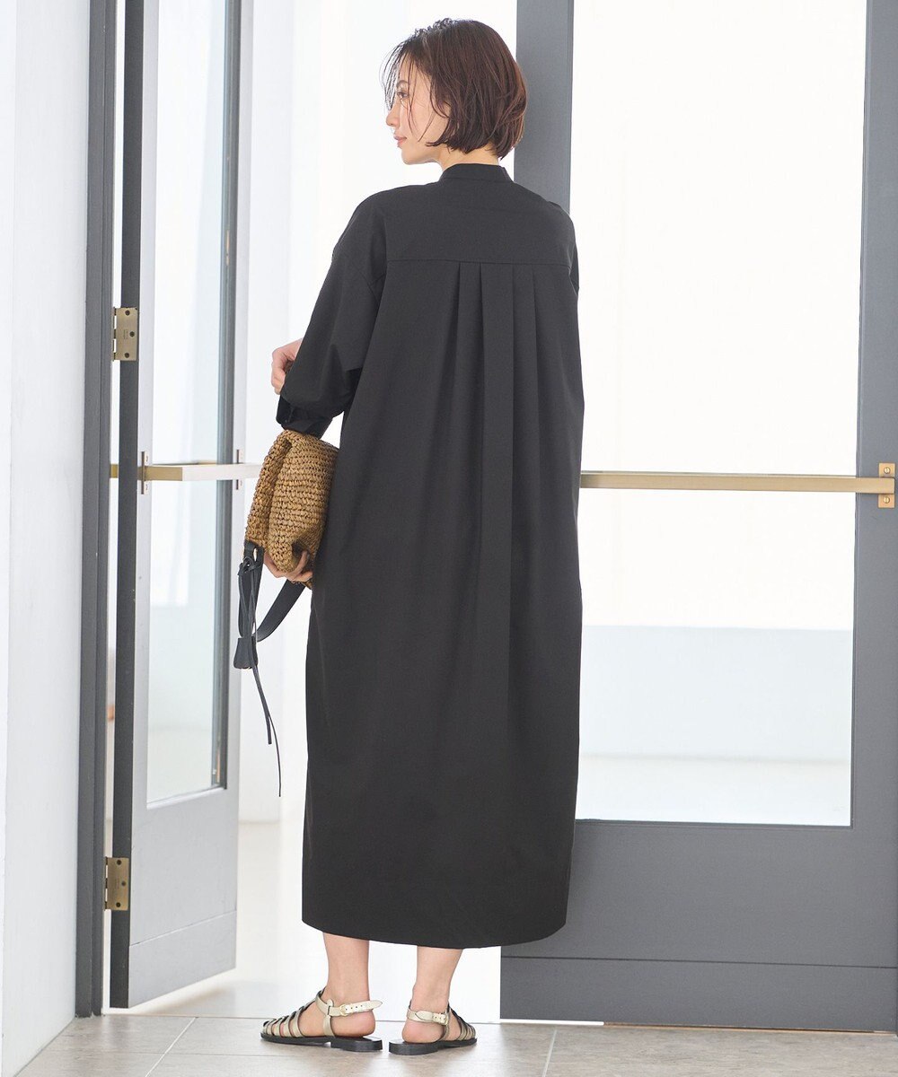 自由区 L 【洗える】ストレッチタイプライターシャツ ワンピース 