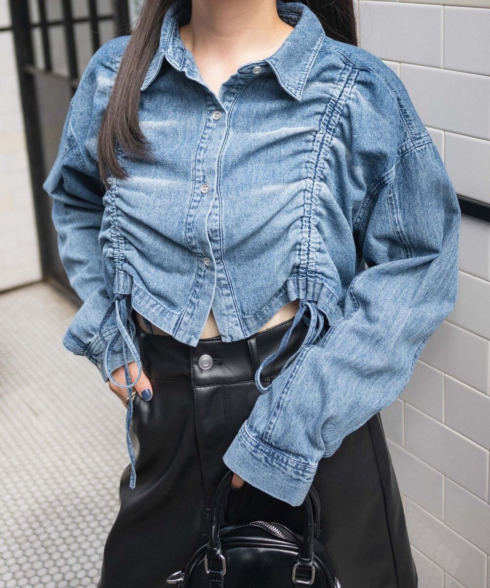 WEGO ドロストデニムショートシャツ 