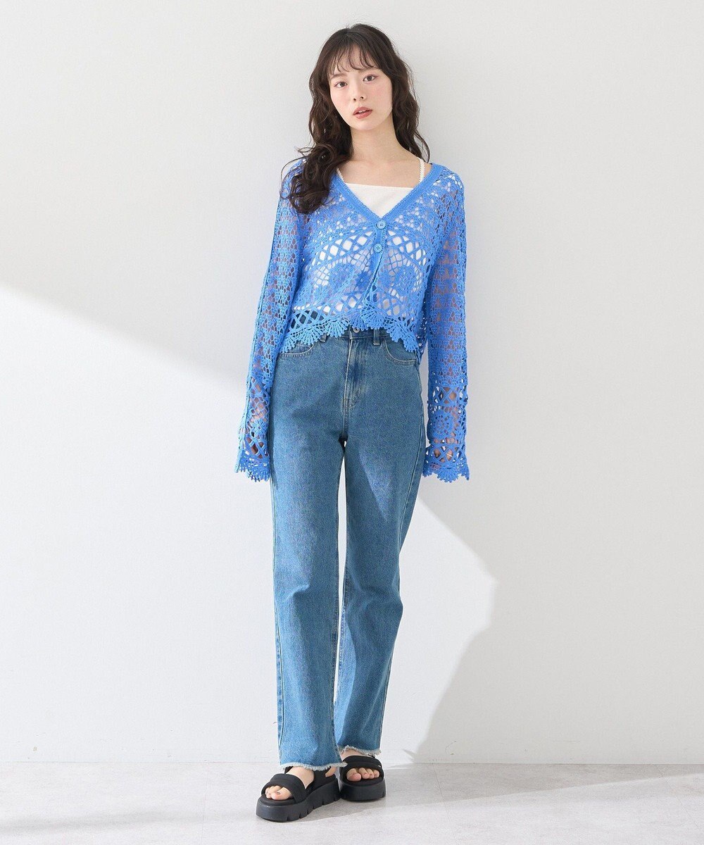 earth music&ecology クロシェ風Ｖネックカーディガン 