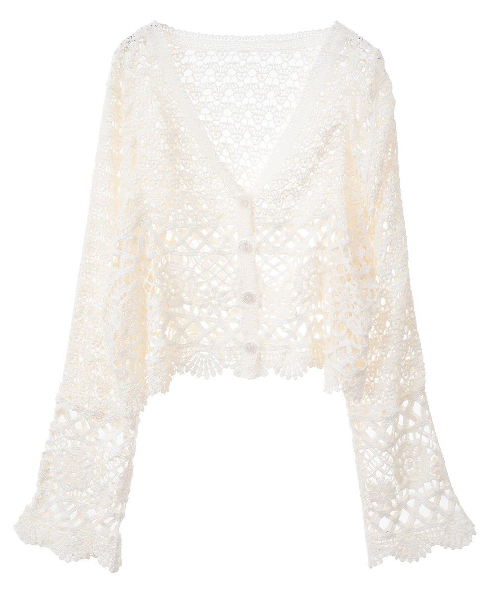 earth music&ecology クロシェ風Ｖネックカーディガン 