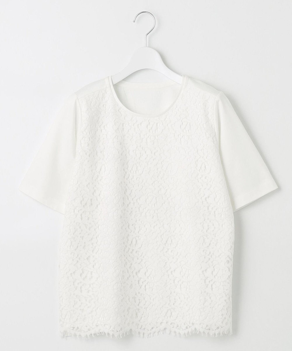 自由区 【XSサイズ～/洗える】レースコンビ Tシャツ 