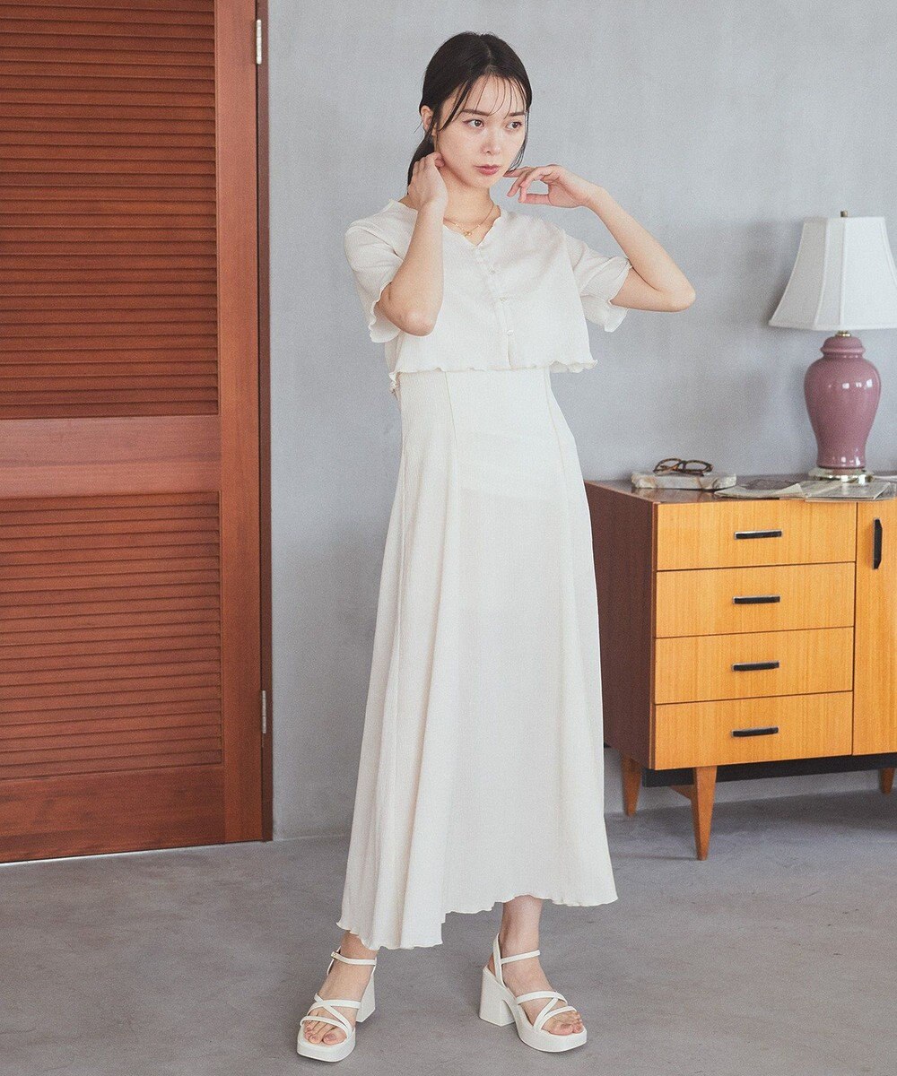 earth music&ecology ＳＥＴ２点ギャザーカットカーデ＋キャミワンピース 