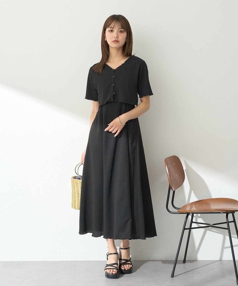 earth music&ecology ＳＥＴ２点ギャザーカットカーデ＋キャミワンピース 