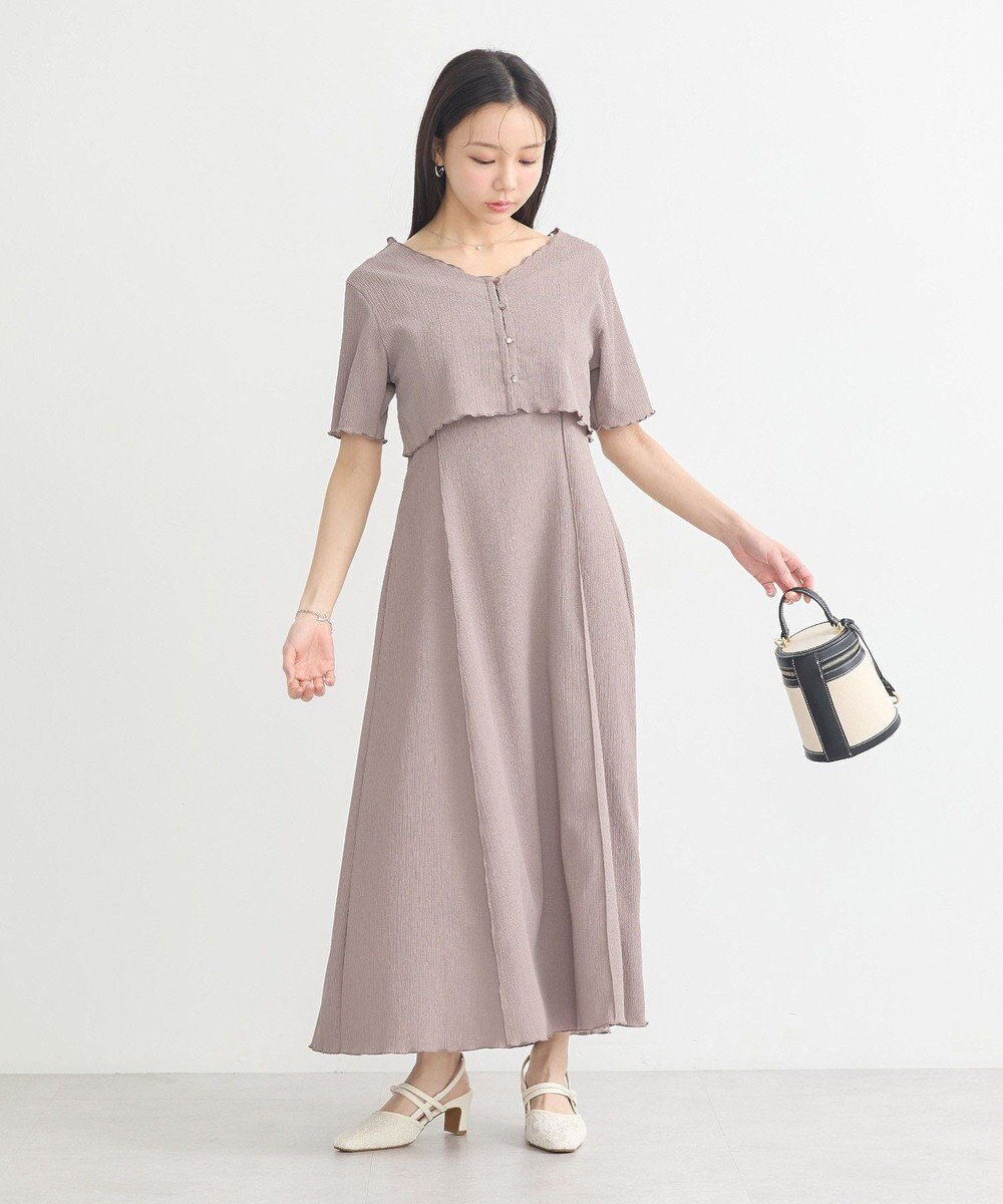 earth music&ecology ＳＥＴ２点ギャザーカットカーデ＋キャミワンピース 