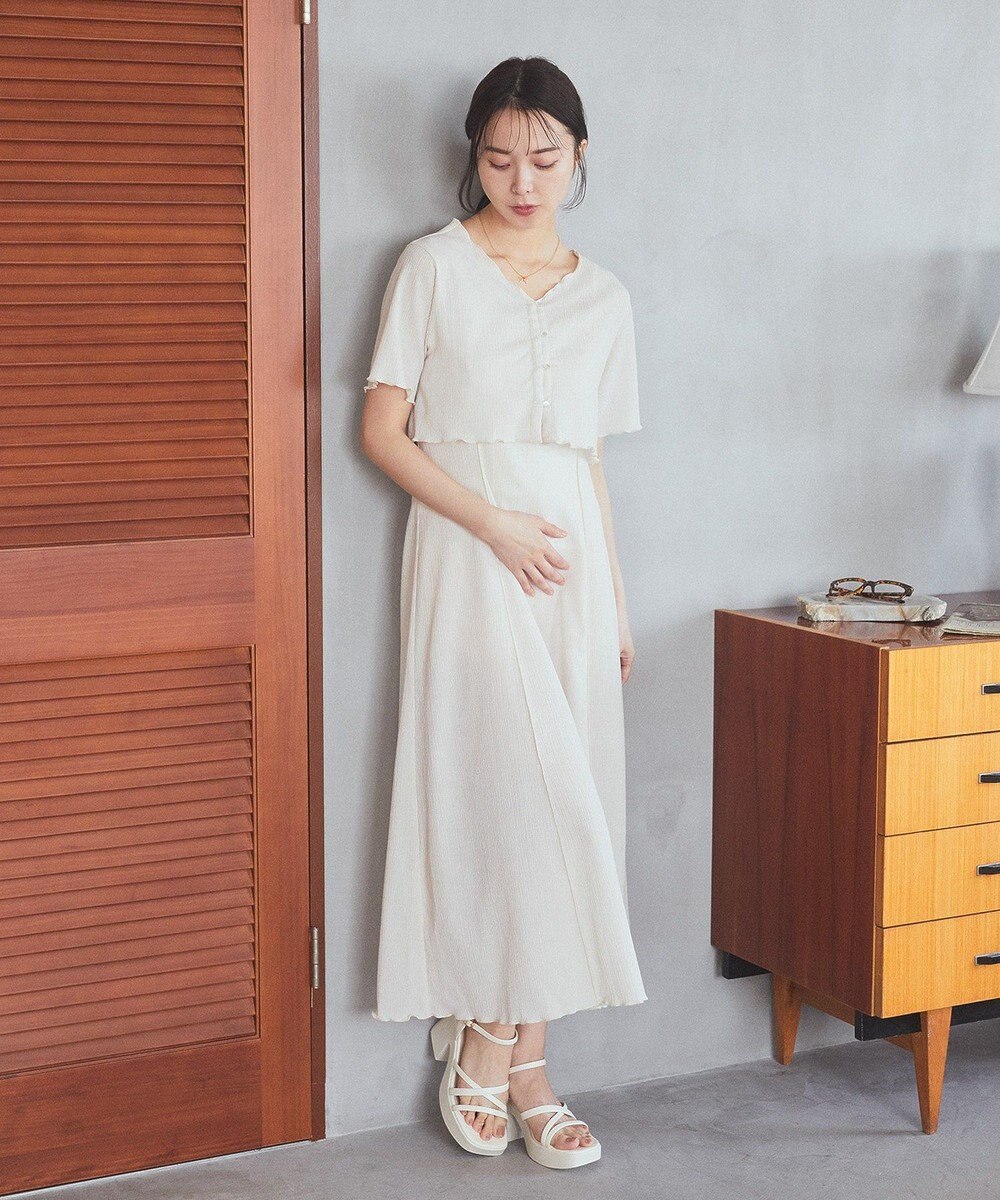 earth music&ecology ＳＥＴ２点ギャザーカットカーデ＋キャミワンピース 