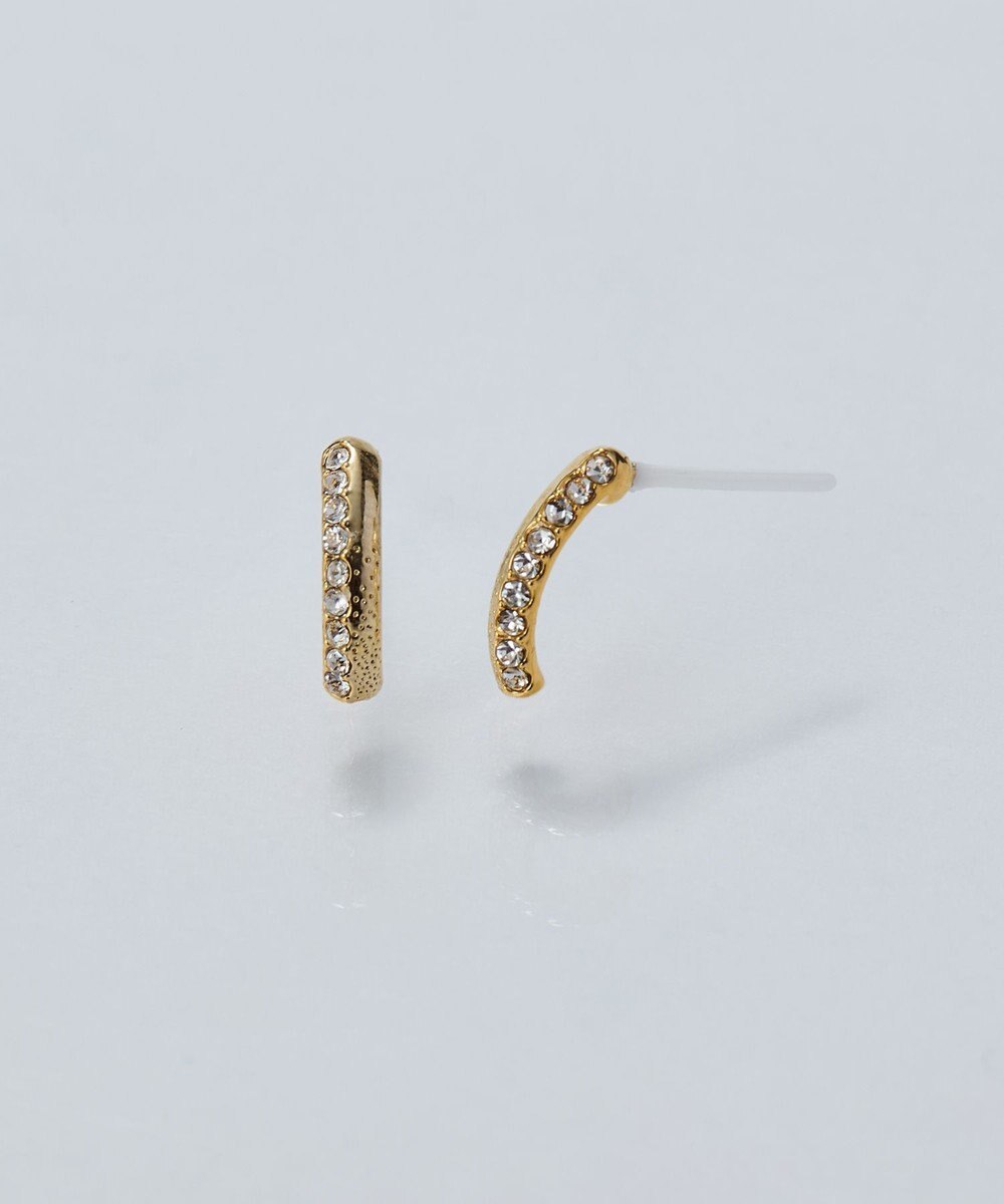 Phoebe 【金属アレルギー対応】テクスチャードスパークビジューピアス/ニッケルフリー ゴールド 