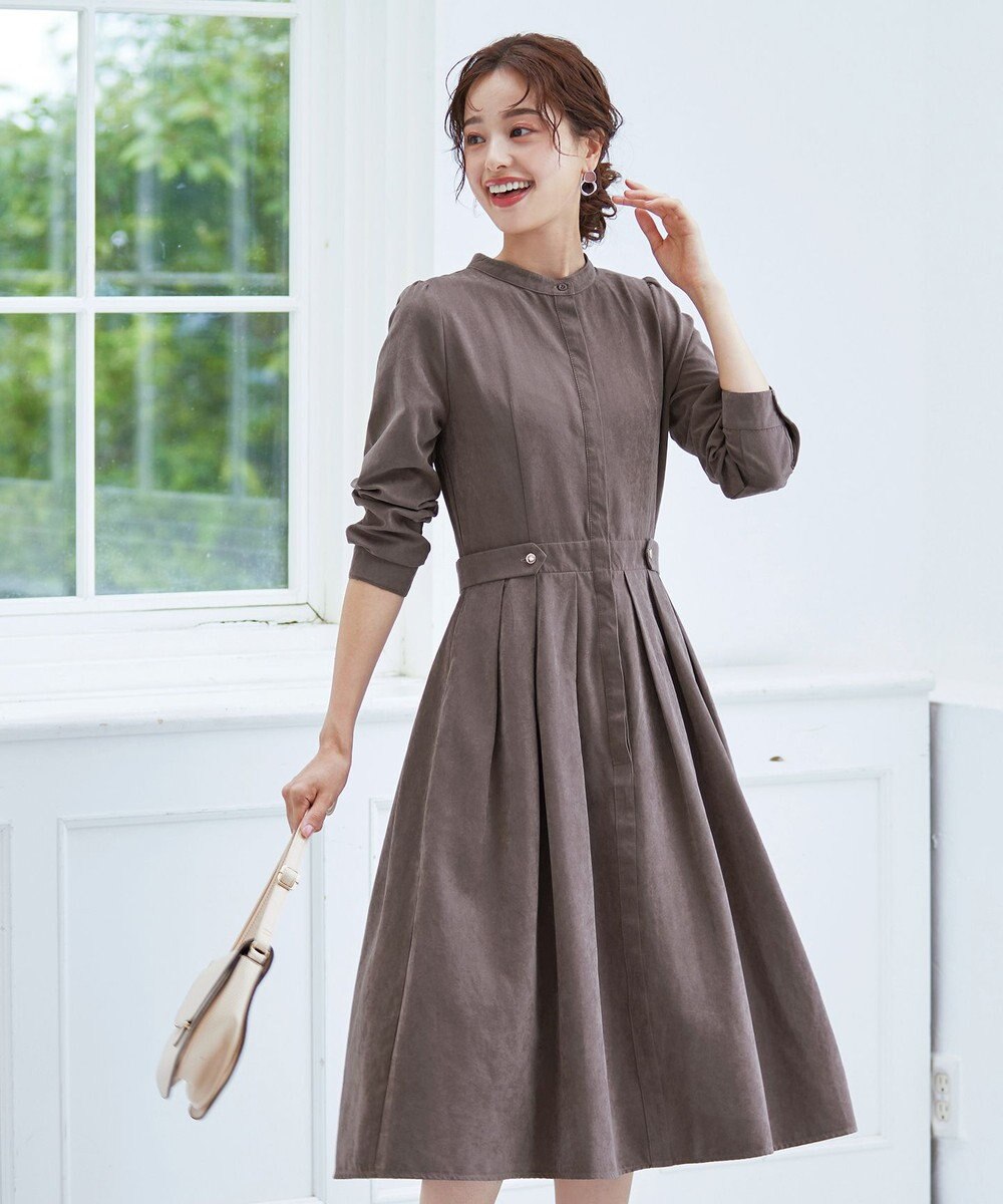 Tiaclasse 【新色追加・洗える】ピーチスキンバンドカラーワンピース 