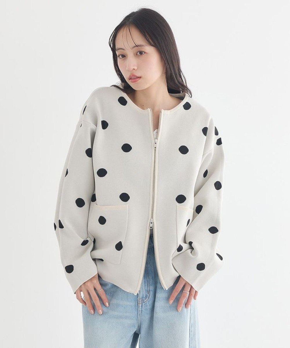 earth music&ecology 【予約】ダブルジップドットカーディガン 