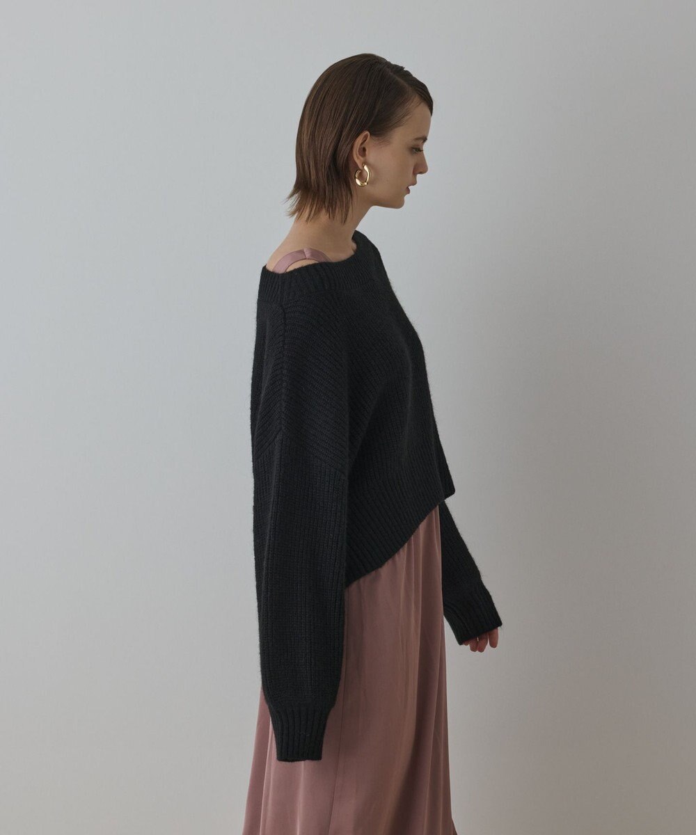 GRACE CONTINENTAL サテンレースニットワンピース 