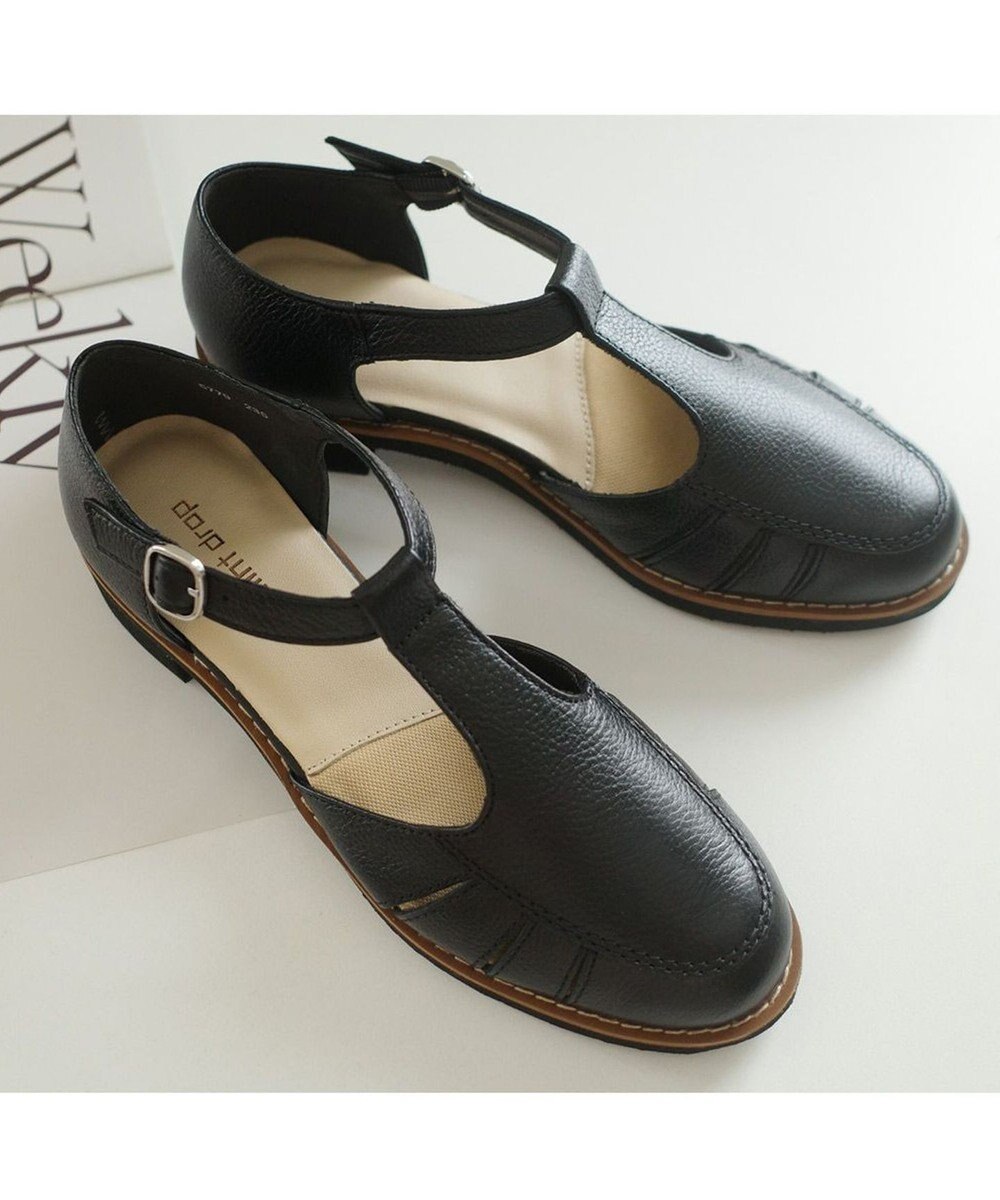 Pointer 本革 通気性Tストラップパンプス 