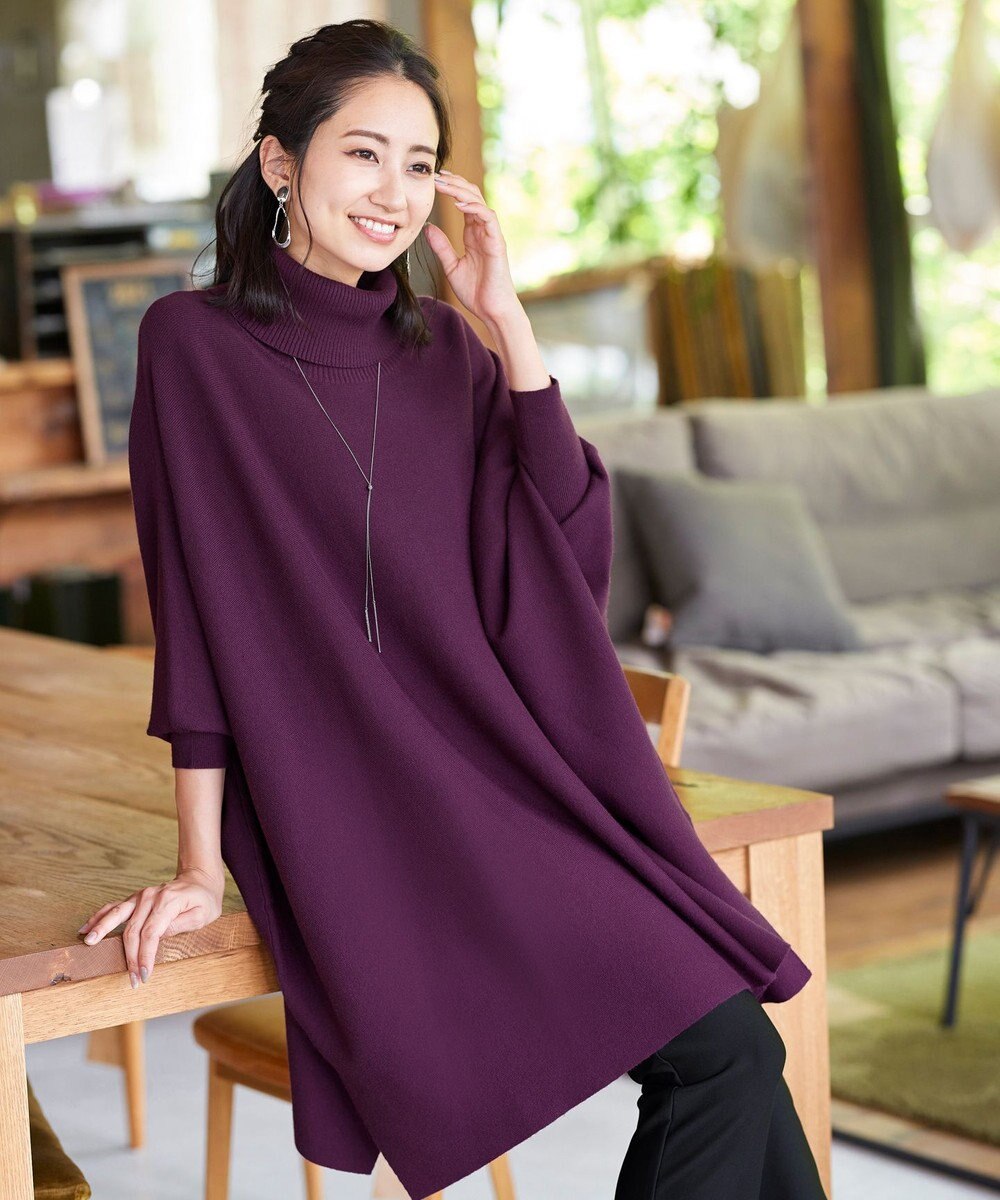 洗える 体型カバーも叶うポンチョ風ニットチュニック Tiaclasse L ファッション通販 公式通販 オンワード クローゼット