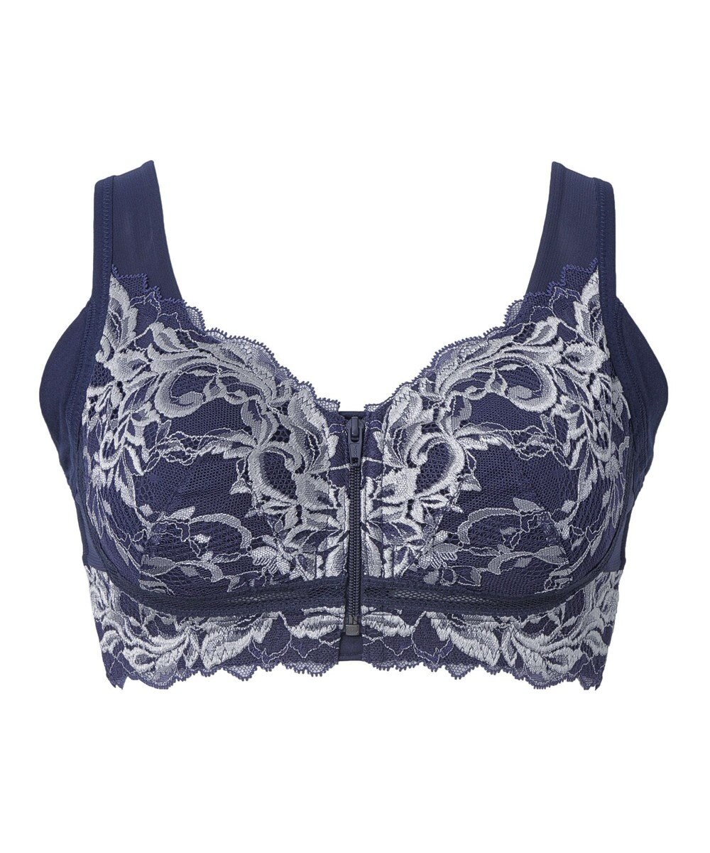 BRADELIS New York 【BRADELIS NewYork peace / ノンワイヤー・フロント留め・スッキリ着痩せ】細く見えるフロントファスナーブラ23 S～5L 