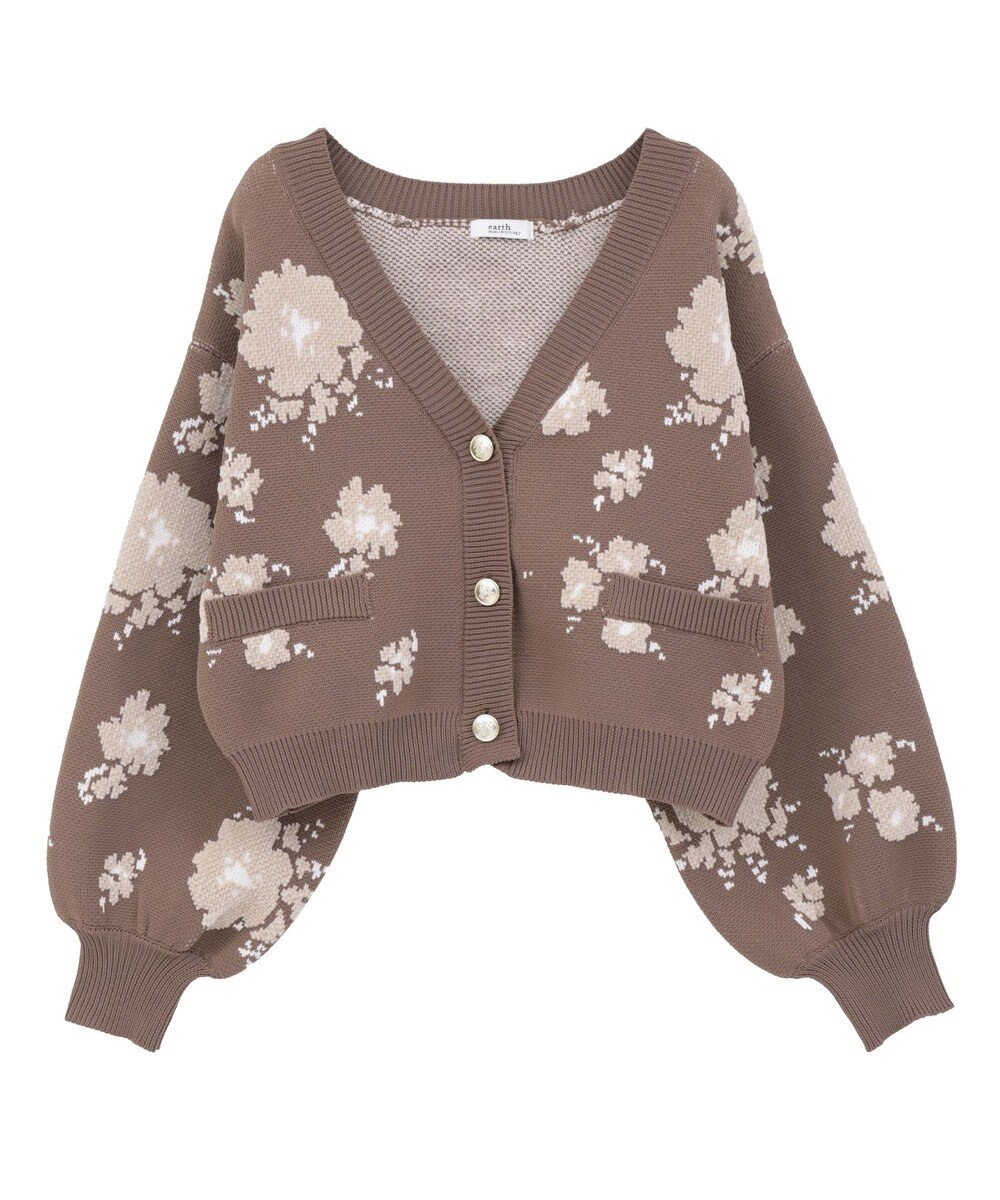 earth music&ecology SET2点フラワージャガードカーデ+ビスチェ 