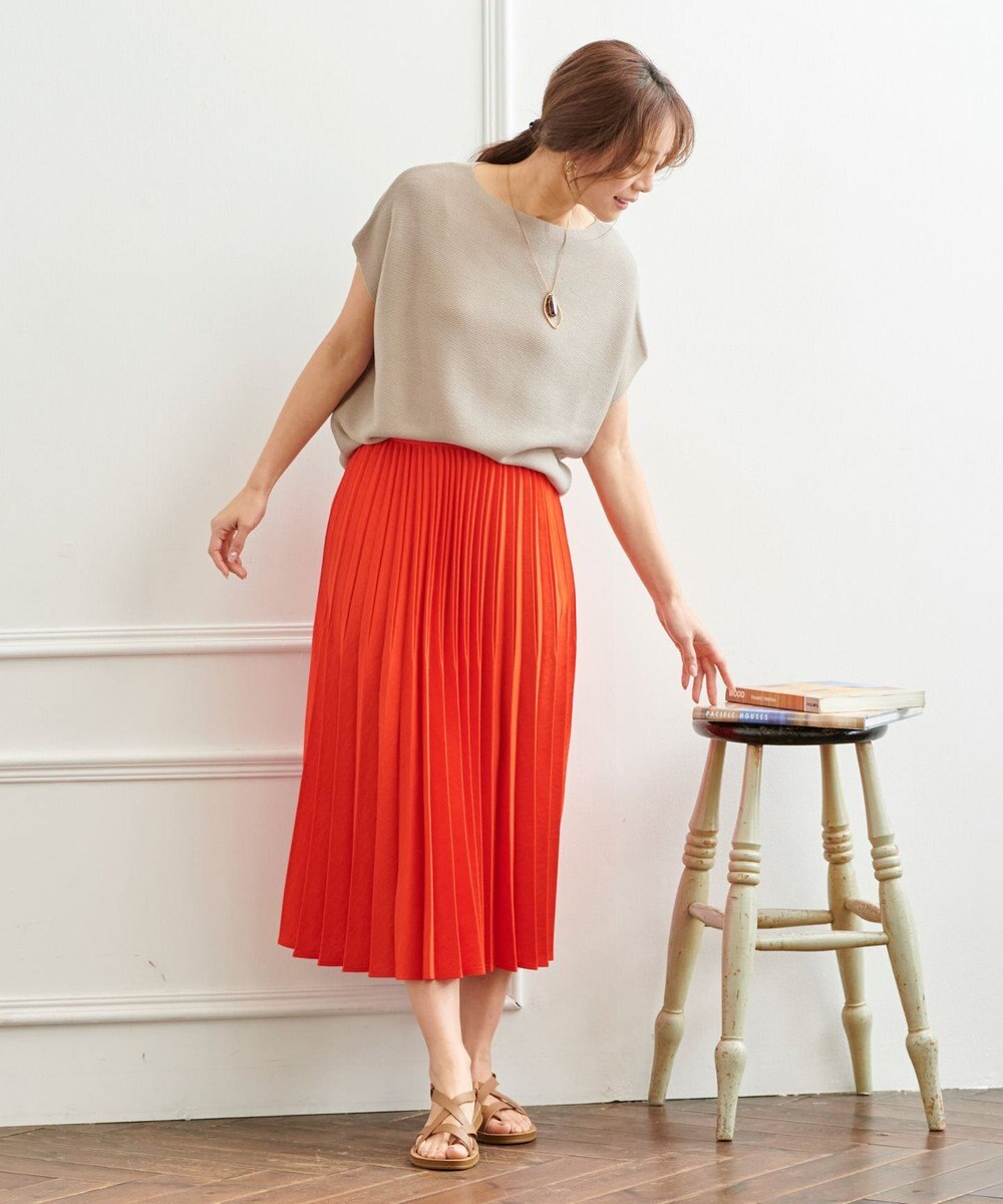 ANY 【ウエストゴム】リネンライクエアーヴィンテージ プリーツスカート 