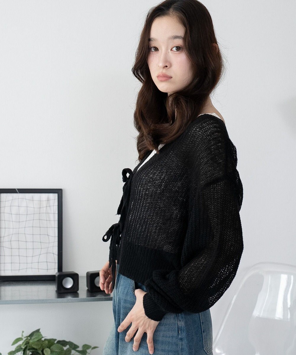 WEGO 【25年秋冬新作】モヘアタッチ2WAYリボンカーデ 