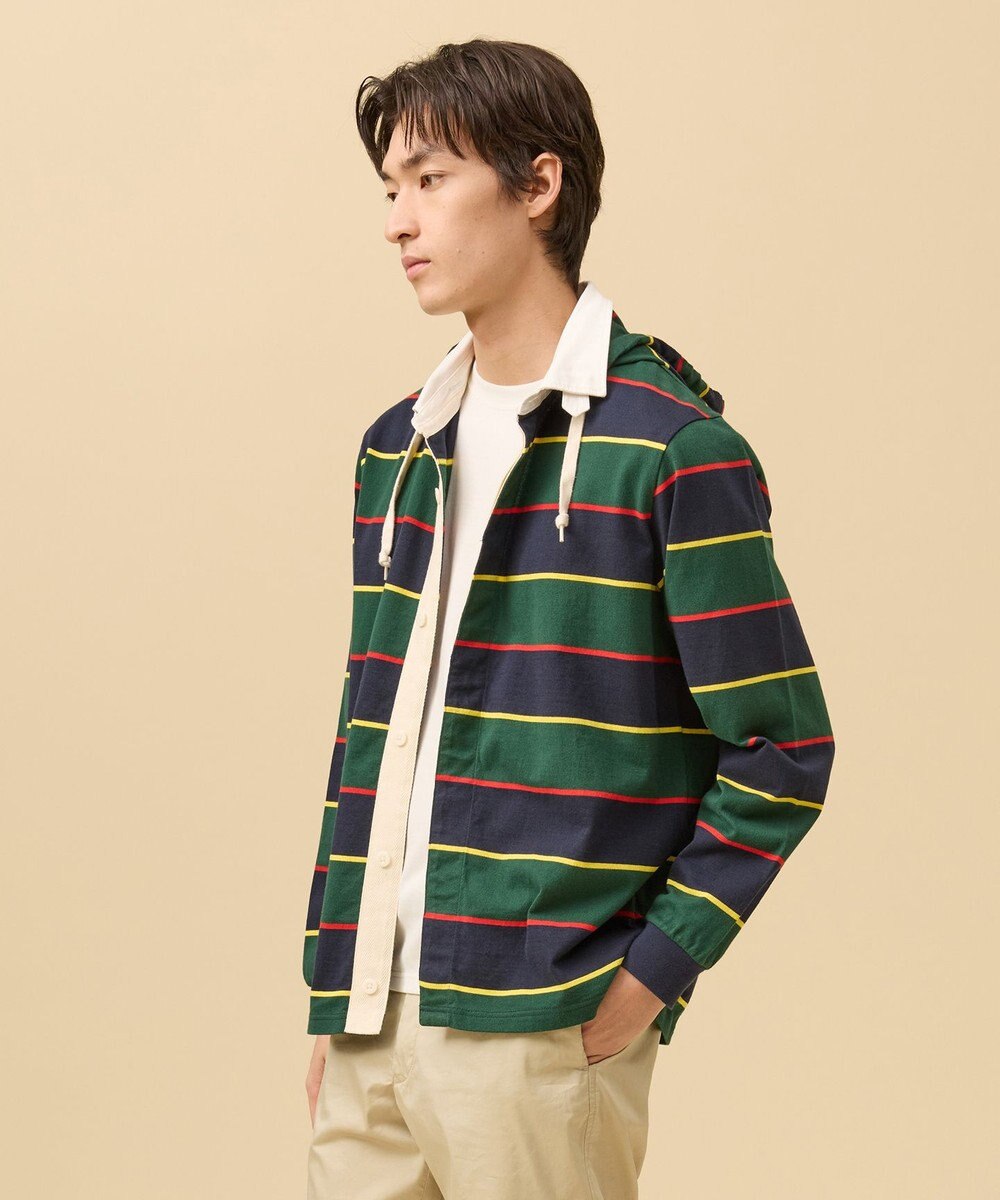 J.PRESS MEN 【フード取り外し可】フーデット ラガーシャツ 