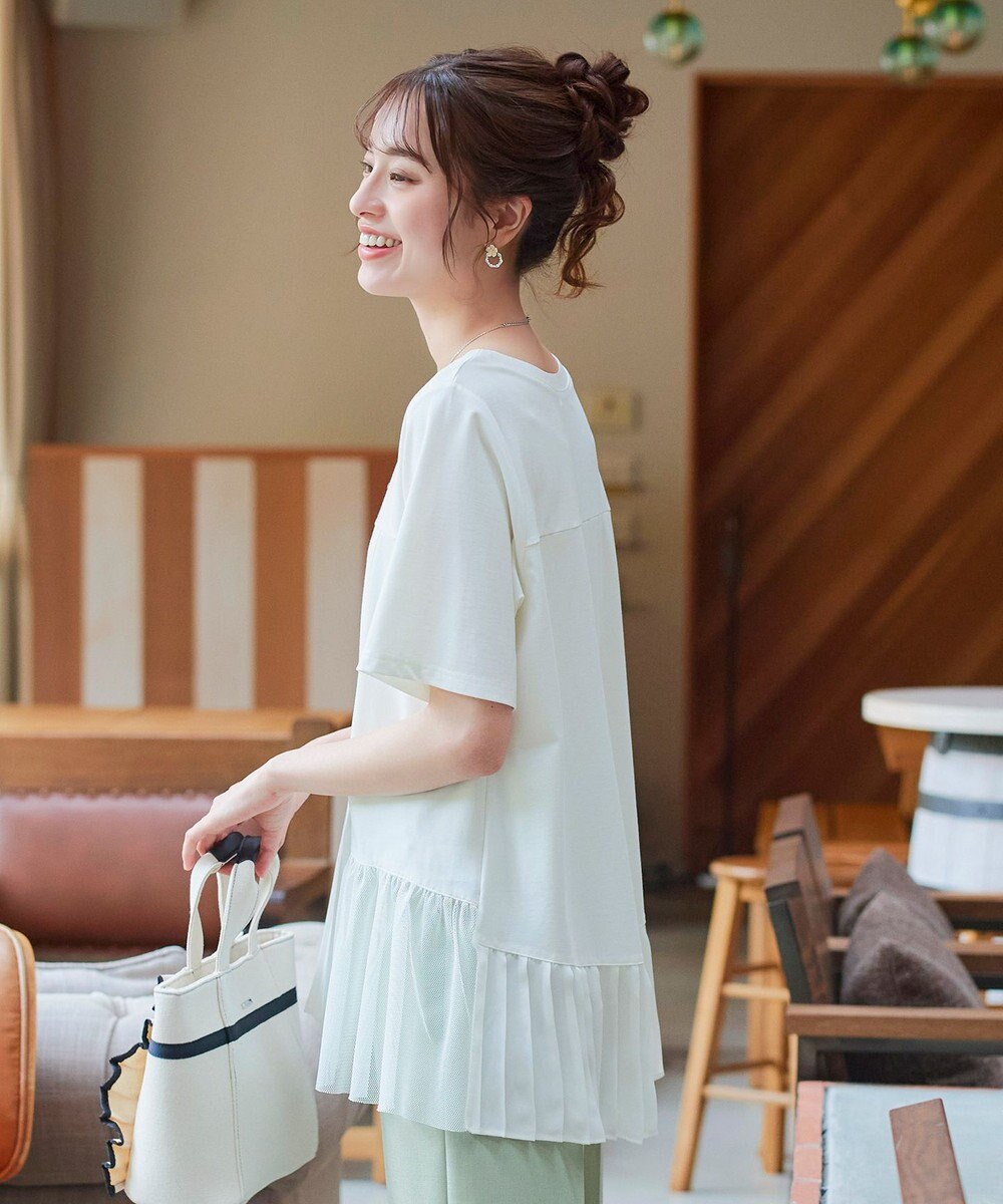 Tiaclasse 【洗える】   メッシュプリーツドッキングプルオーバー 