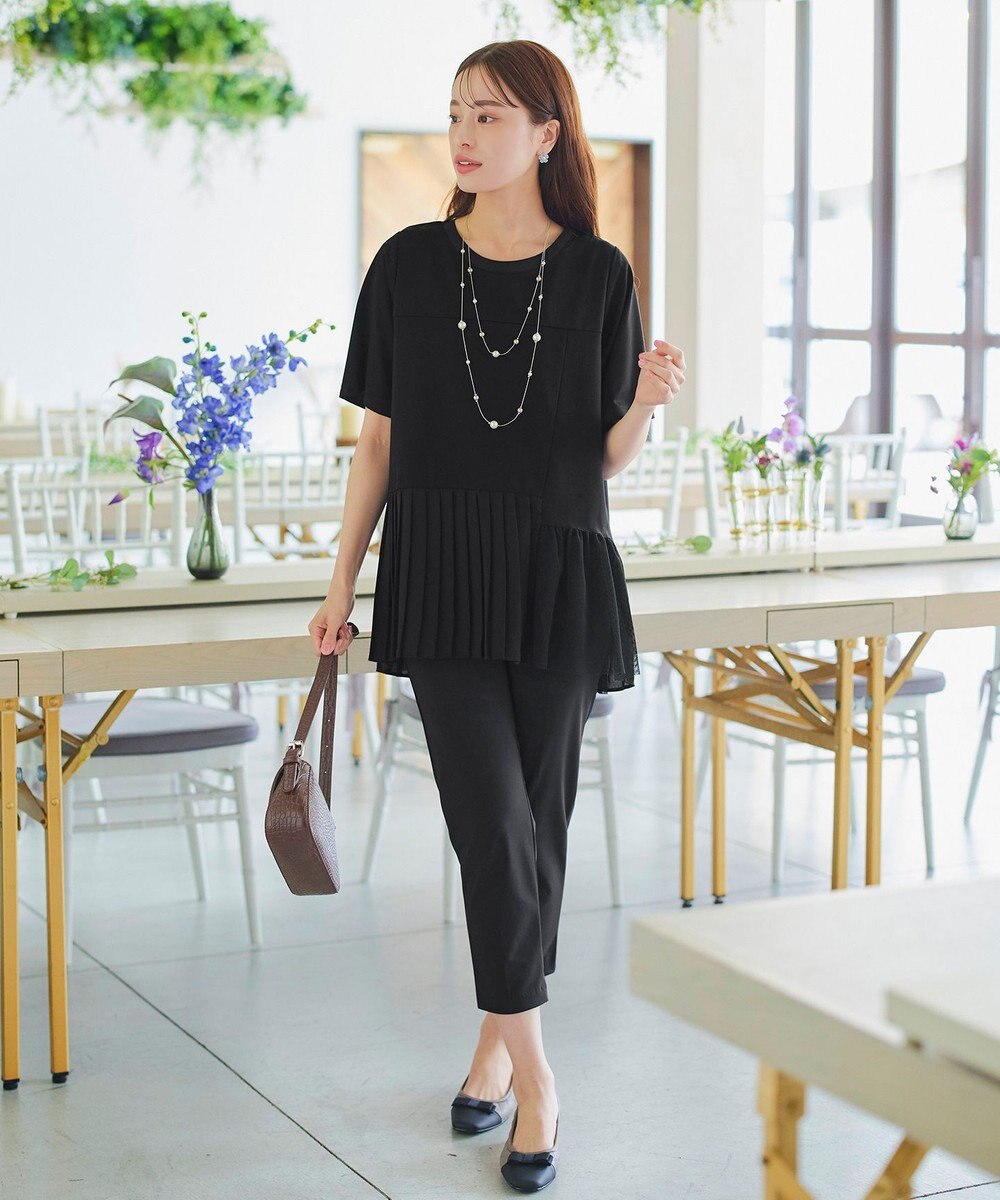 Tiaclasse 【洗える】   メッシュプリーツドッキングプルオーバー 