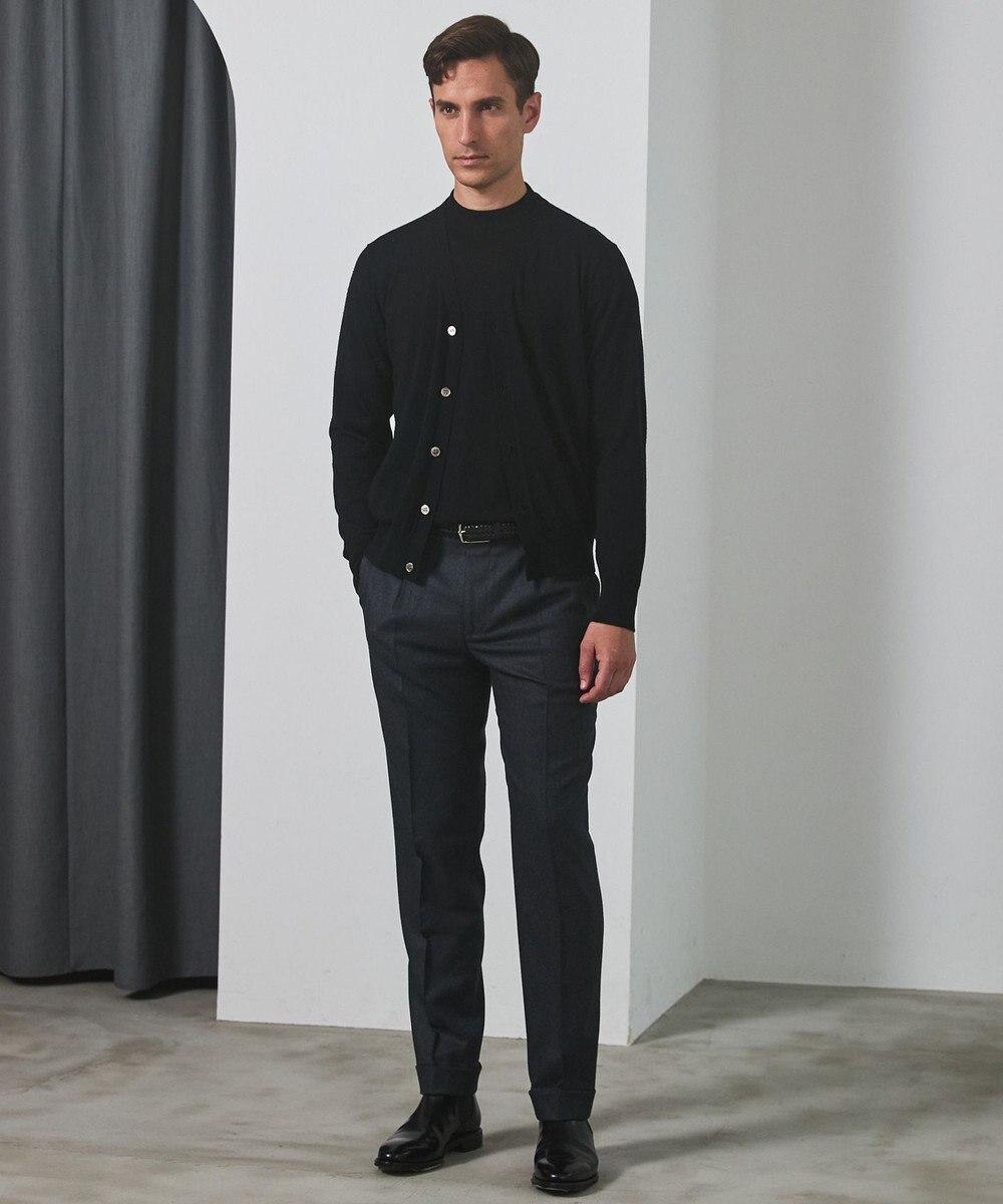 GOTAIRIKU 25年新作【洗える/チクチクしにくい/ピリングしにくい】イタリア糸 ハイゲージ カバーネックニット_WOOL100％ 