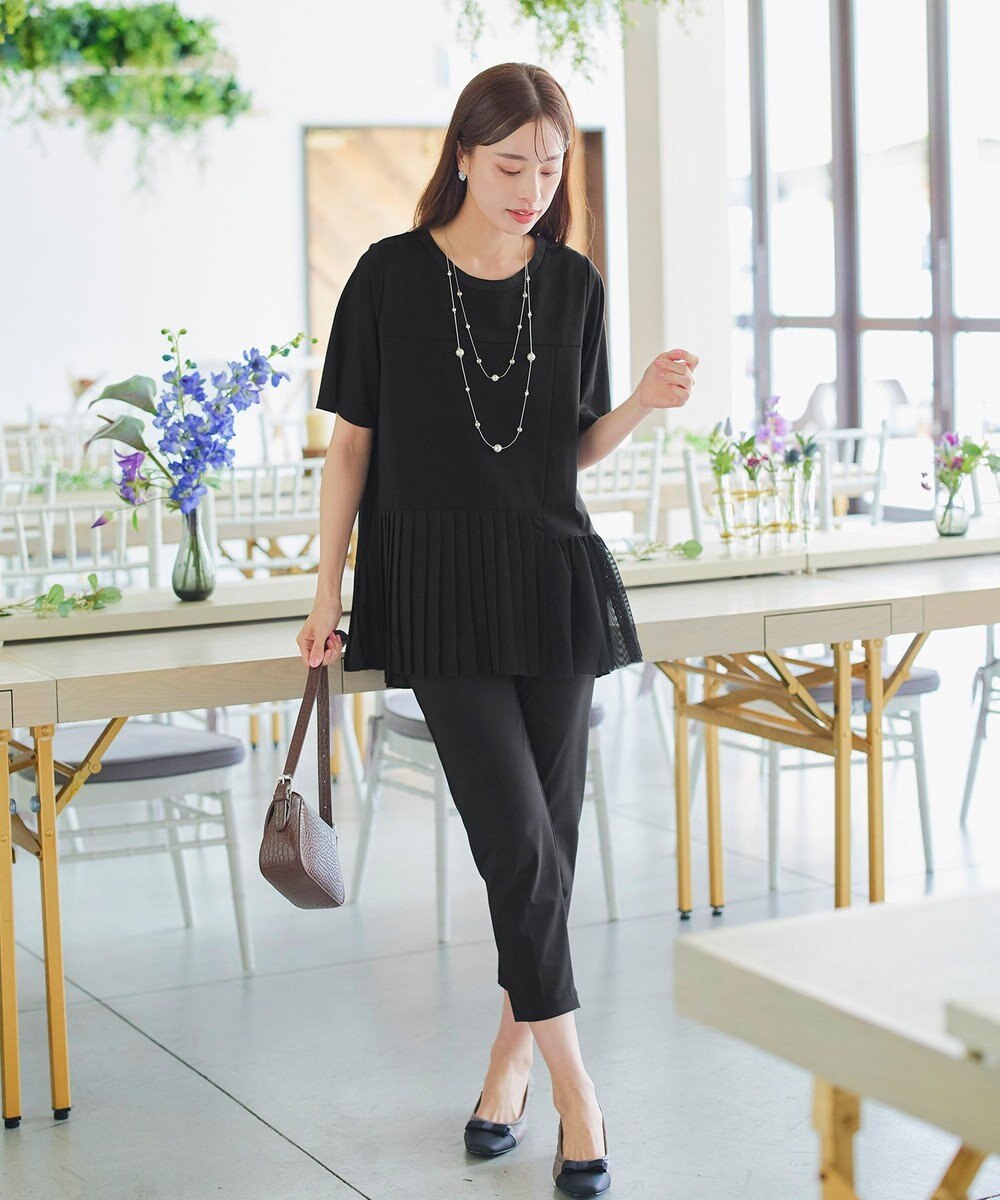 Tiaclasse 【洗える】   メッシュプリーツドッキングプルオーバー 