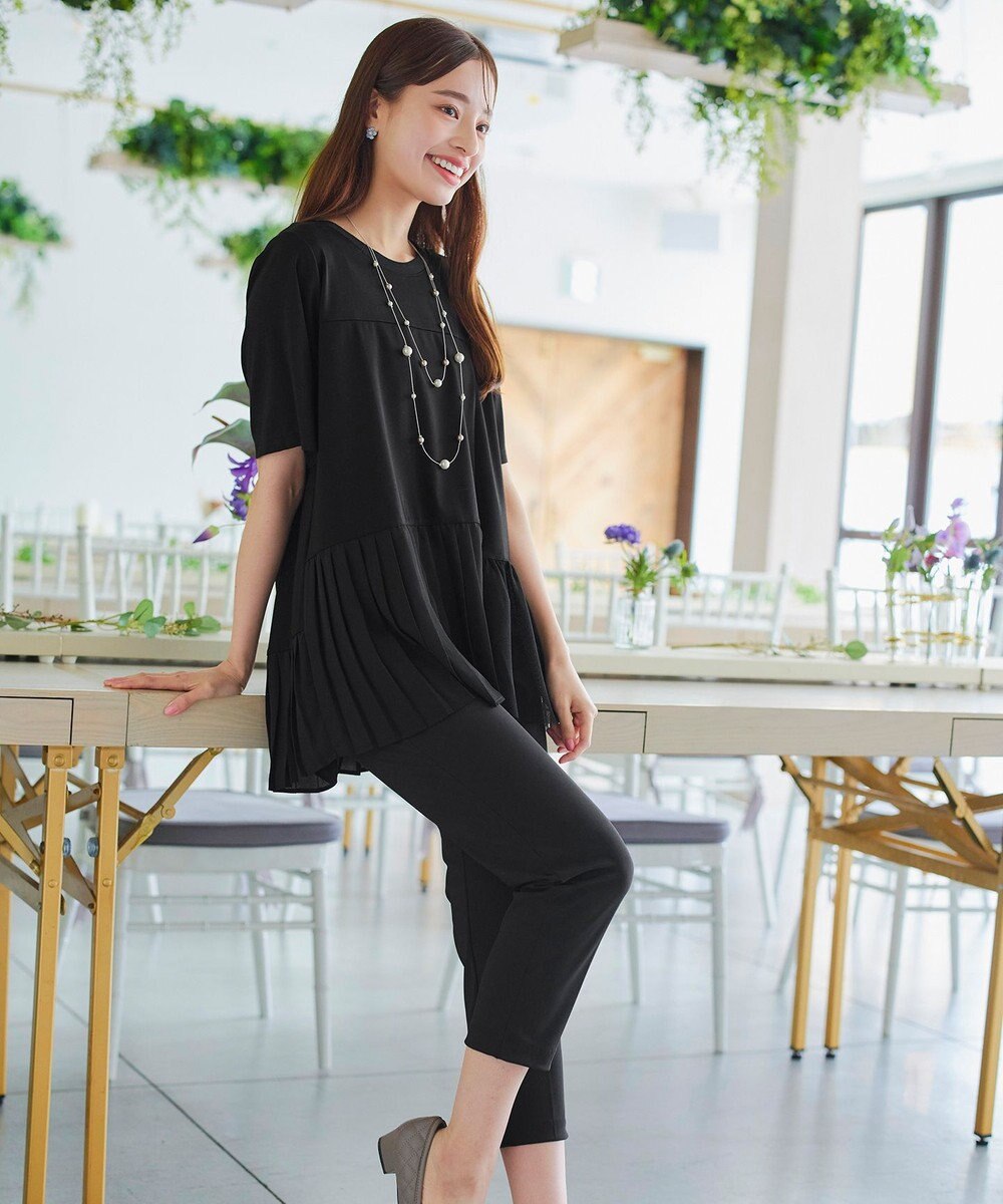 Tiaclasse 【洗える】   メッシュプリーツドッキングプルオーバー 