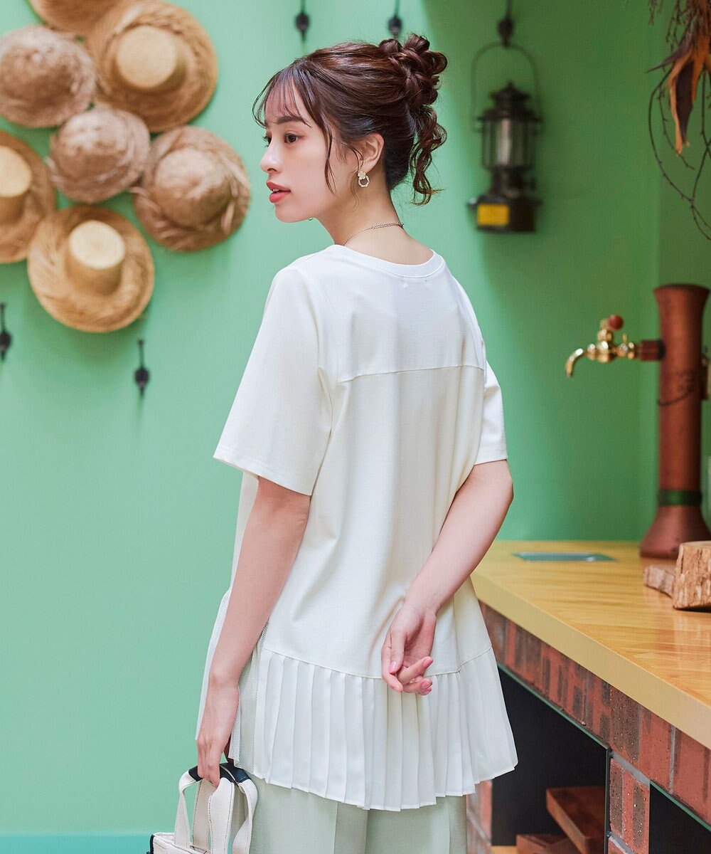 Tiaclasse 【洗える】   メッシュプリーツドッキングプルオーバー 