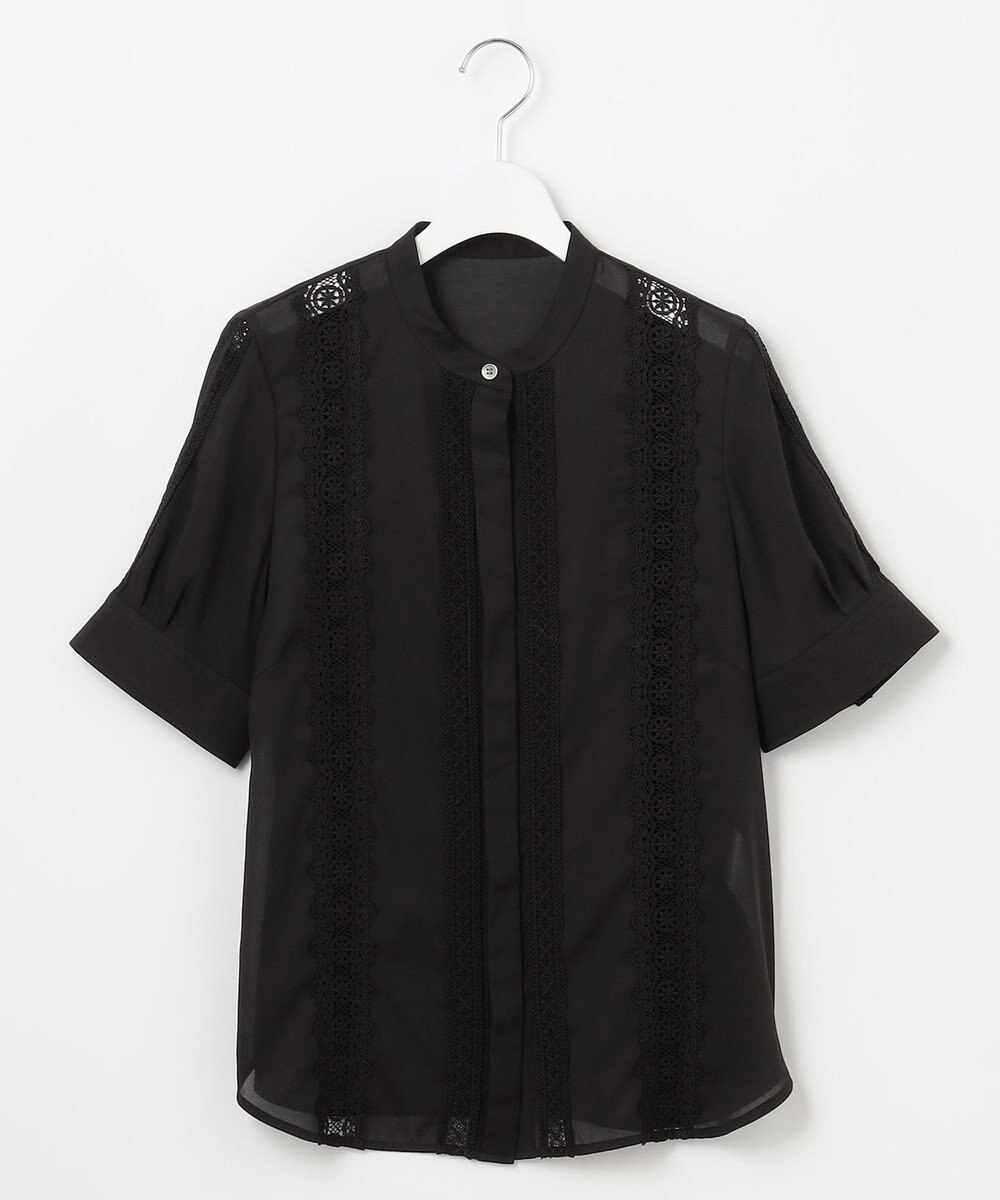 自由区 【洗える】キュプラコットンツイル半袖シャツ ブラウス 