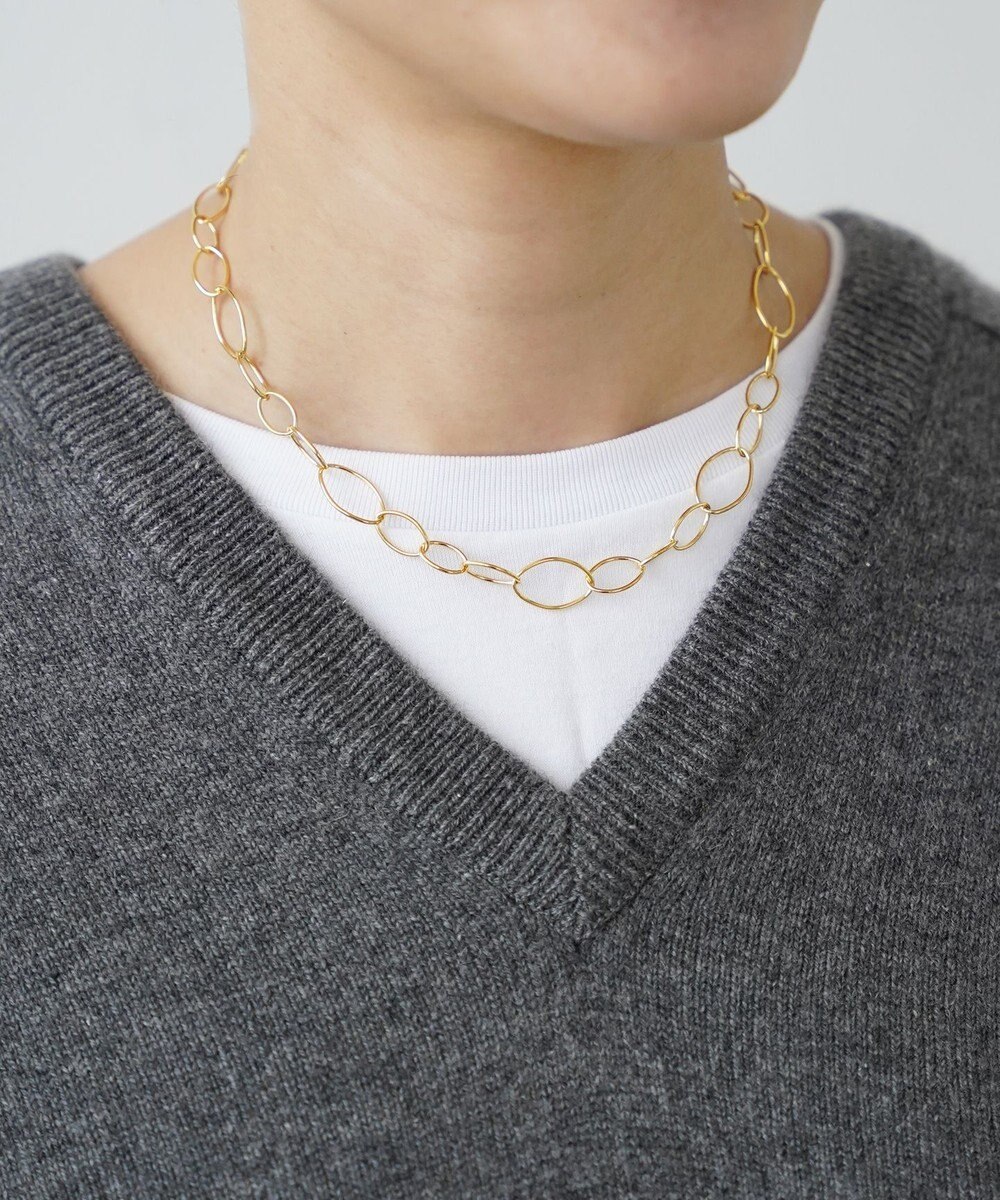 monshiro オーバルチェーンショートネックレス 