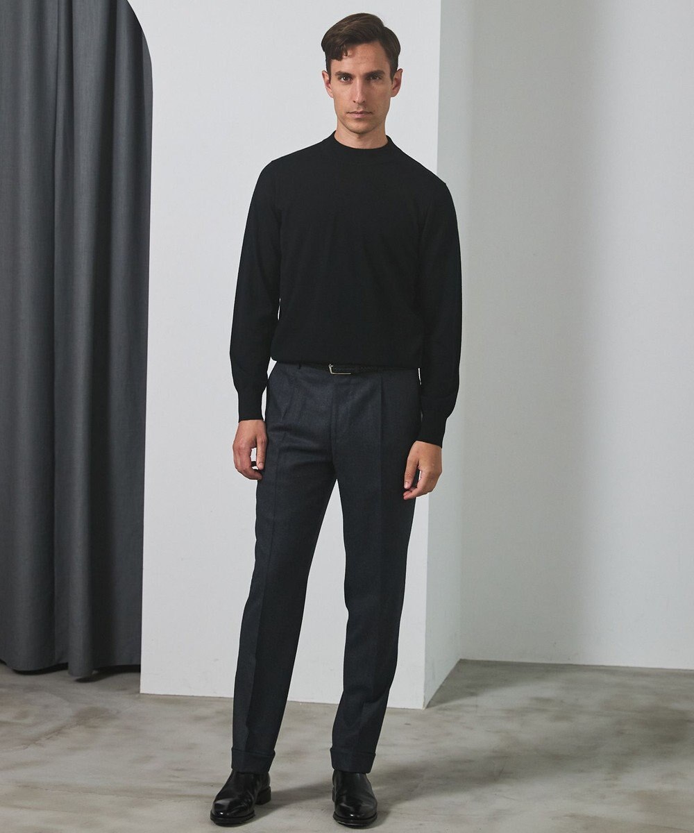 GOTAIRIKU 25年新作【洗える/チクチクしにくい/ピリングしにくい】イタリア糸 ハイゲージ カバーネックニット_WOOL100％ 