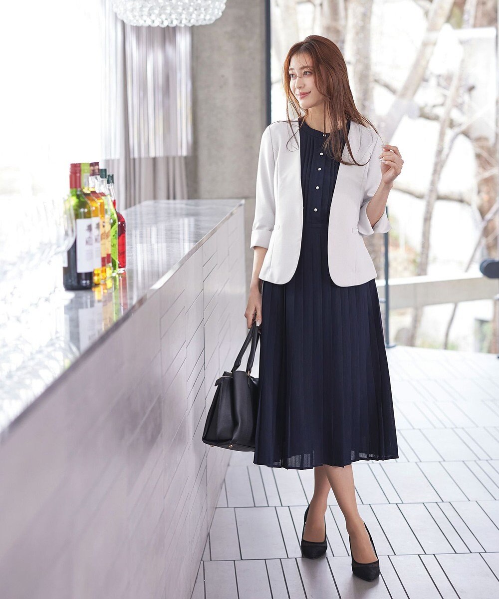 Tiaclasse 【新色追加・洗える】パールボタンプリーツワンピース 