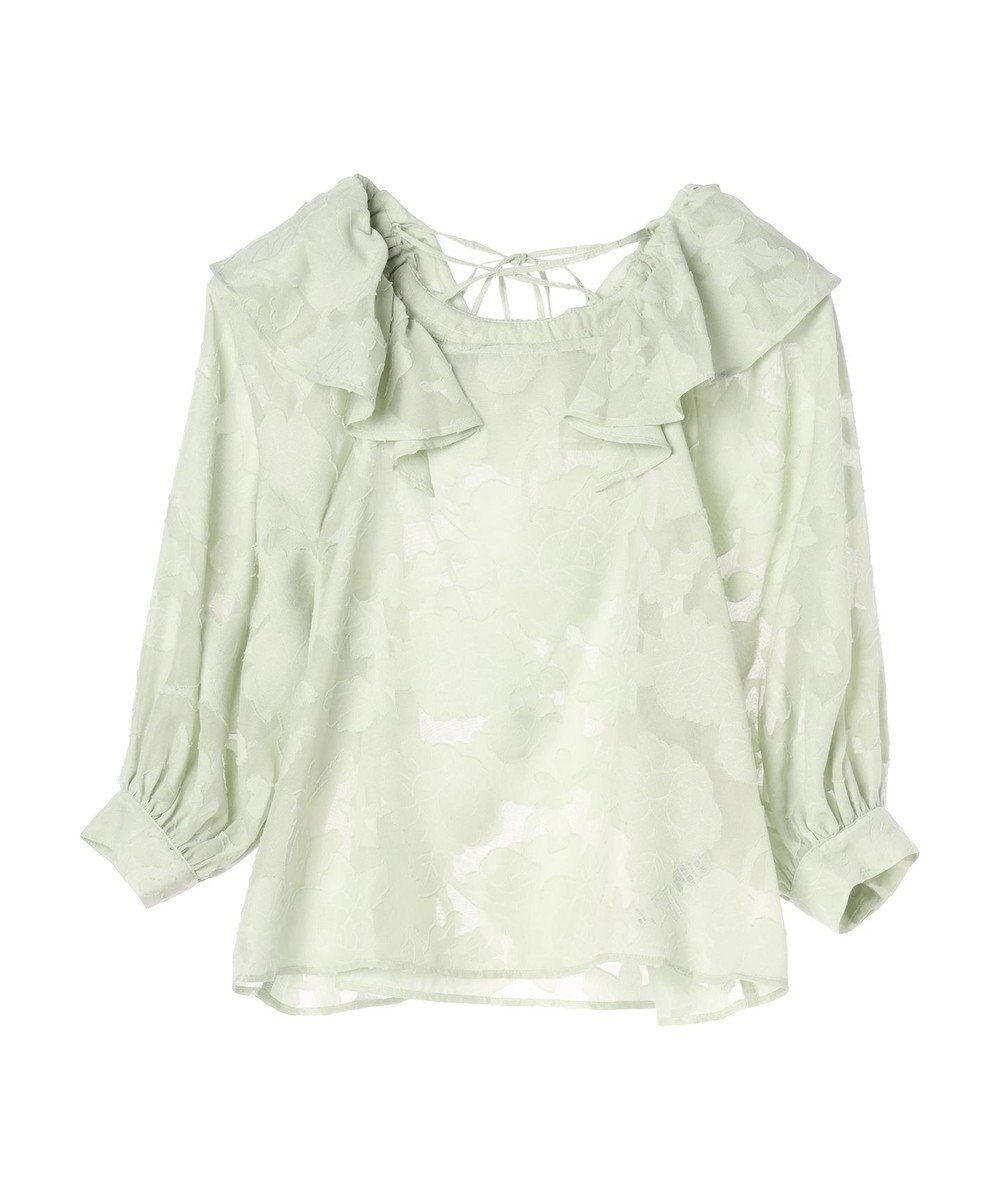 earth music&ecology ジャガードフリルブラウス 