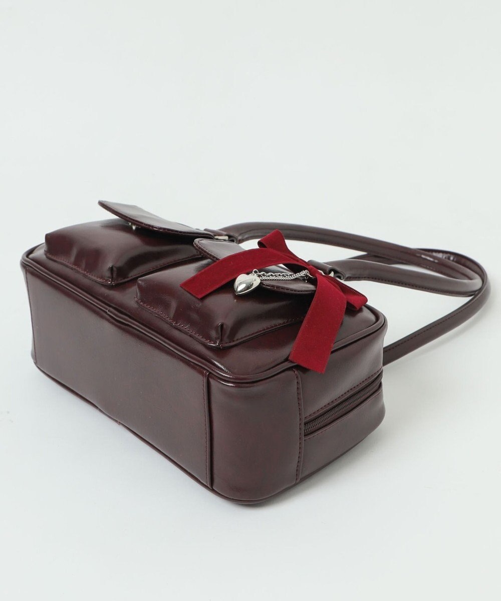 WEGO チャーム付きスクエアボストンバッグ 