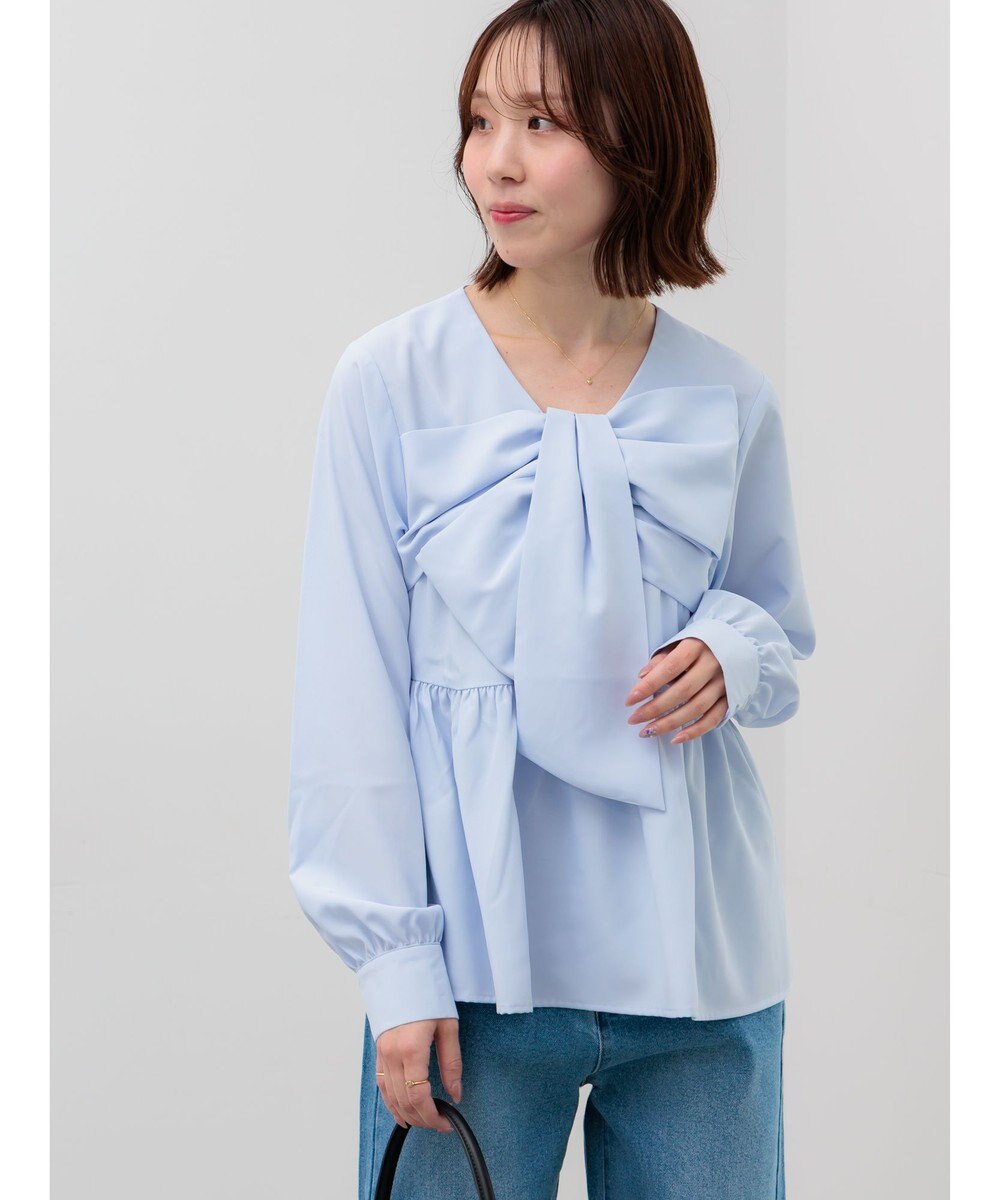 Te chichi リボンディテールペプラムブラウス 