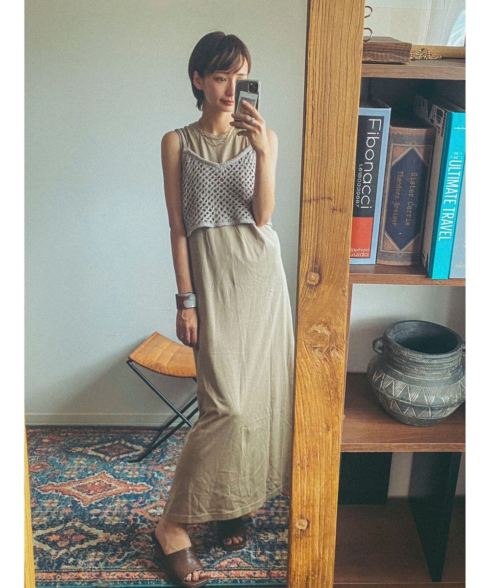 Green Parks ニットビスチェ付きカットソーワンピース 