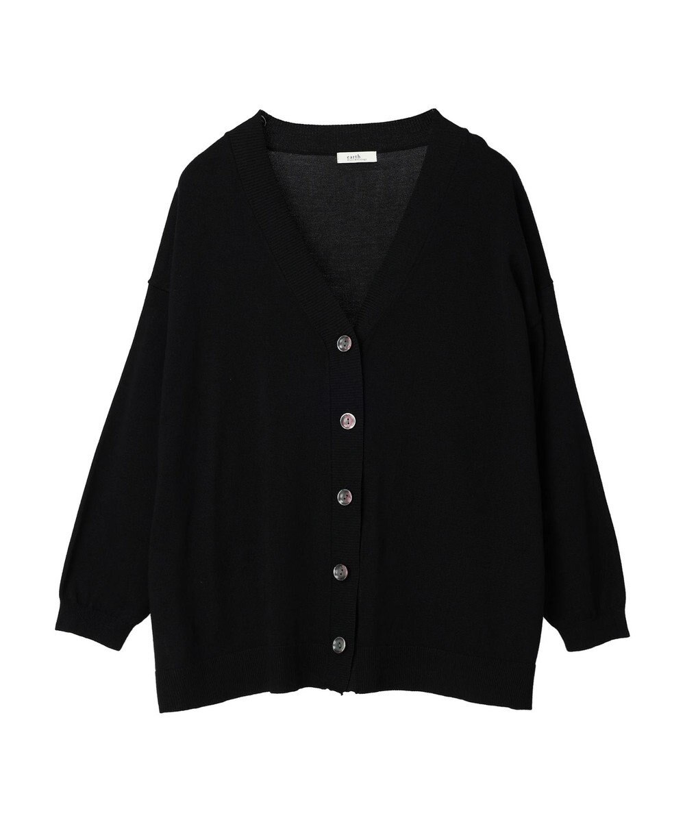 earth music&ecology サイドスリットルーズＶネックカーディガン 