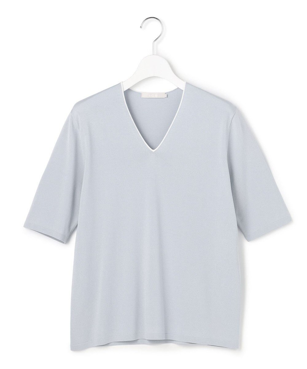 ICB L 【先行予約・WEB限定カラーあり】 シンセティックハイゲージ 半袖Vネックニット 