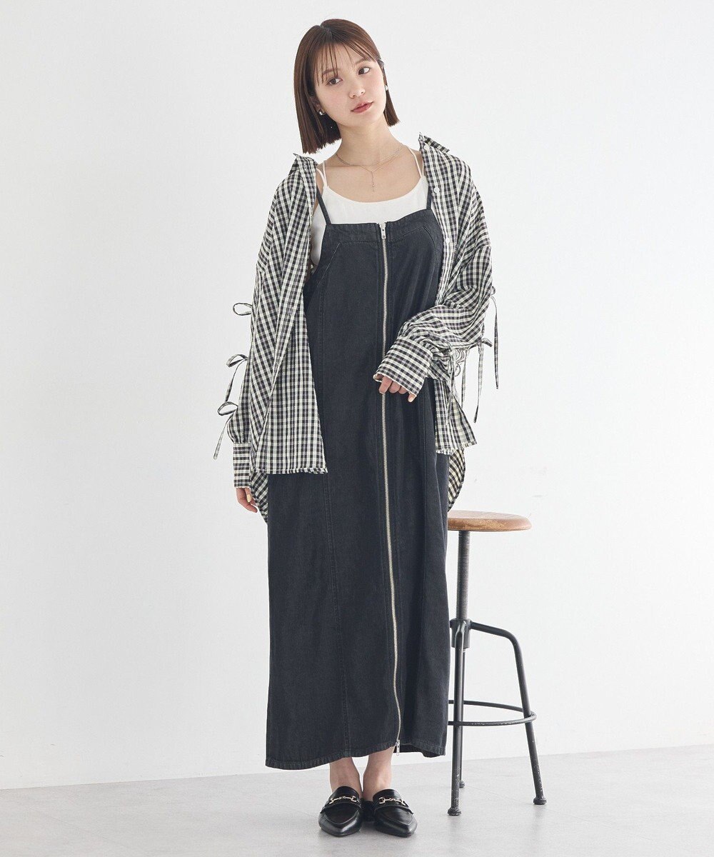 earth music&ecology ダブルジップデニムキャミワンピース 