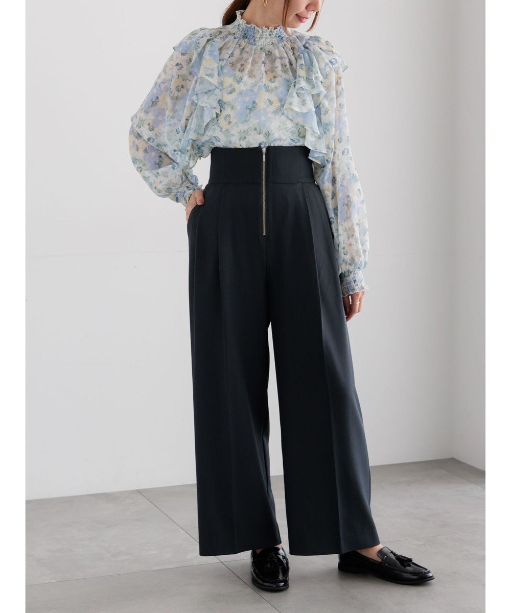 Te chichi フラワーパターンシアーフリルブラウス 