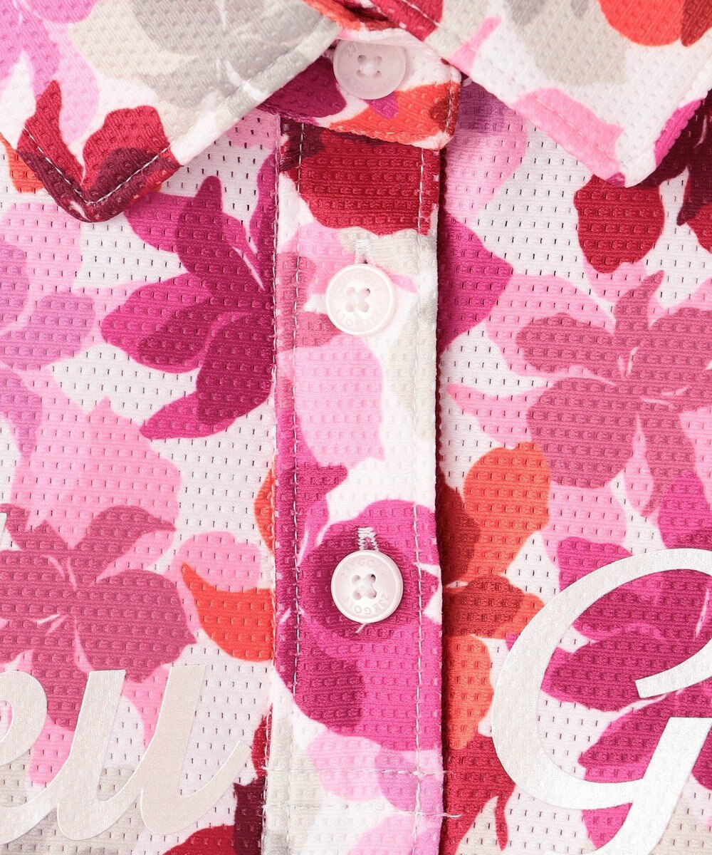 23区GOLF 【WOMEN】【UVカット】草花柄プリントポロシャツ 