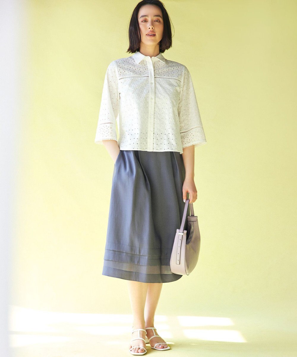 組曲 S エンブロイダリーレース襟付 ブラウス 