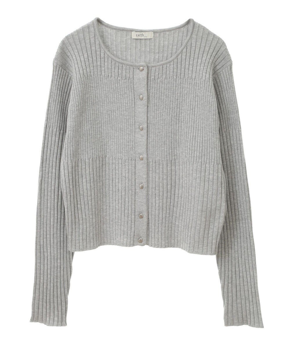 earth music&ecology シルバープチ釦リブニットカーディガン 