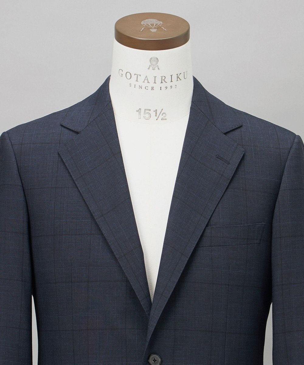 GOTAIRIKU シワになりにくい【御幸毛織/みゆきけおり】DRYSPINNER 平織スーツ_ネイビー格子 