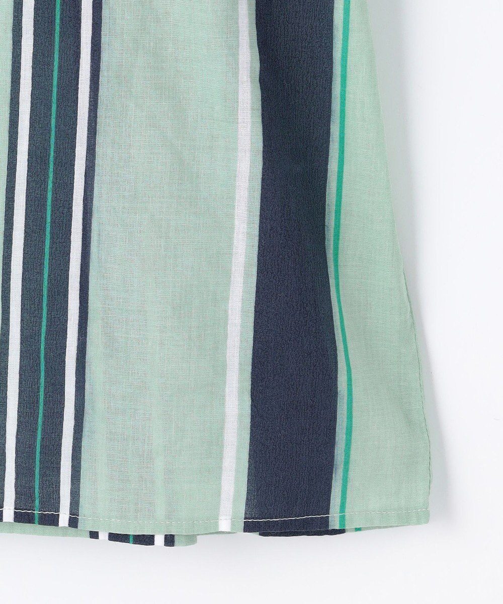 自由区 L 【着映える・涼やか】コットンストライププリントフリル ブラウス 