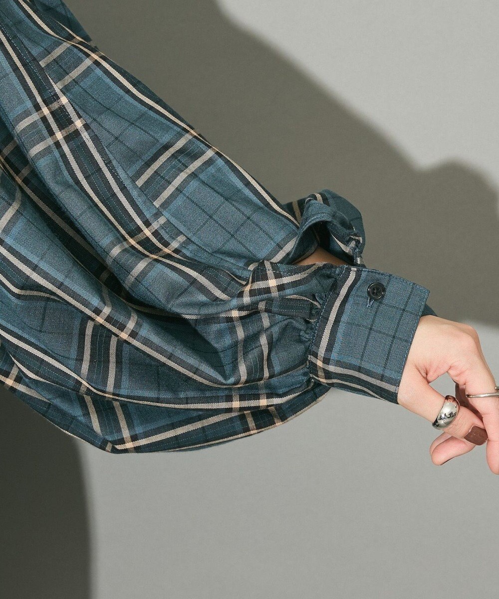 Green Parks ボウタイリボン付裾バルーンシャツワンピース 