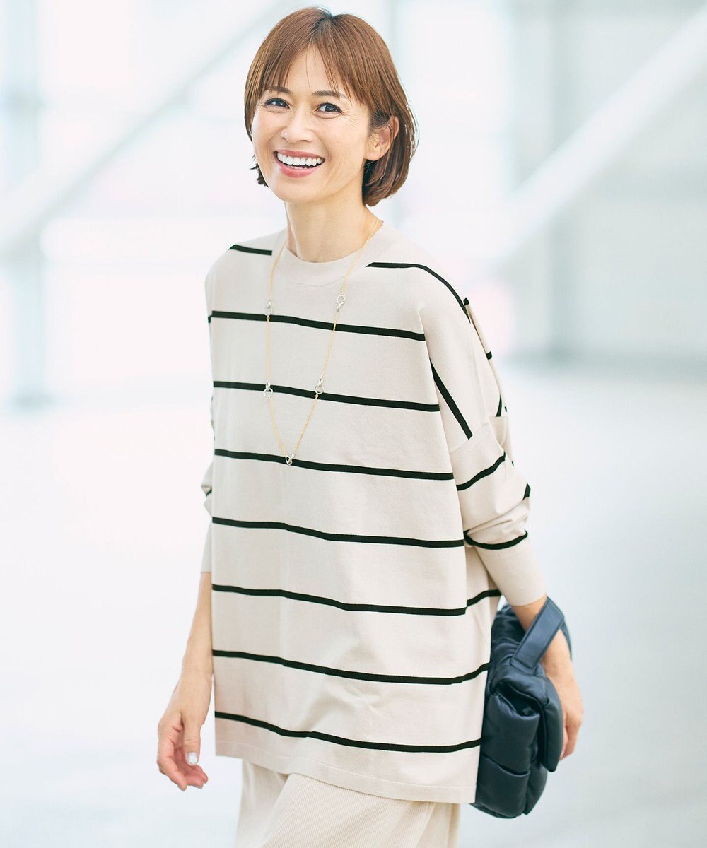 自由区 L 【WEB限定カラーあり】レーヨンストレッチ ニットT 