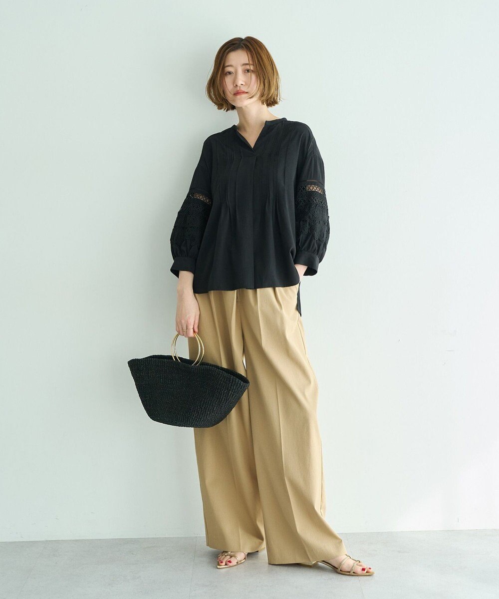 YECCA VECCA レース切替スキッパーブラウス 