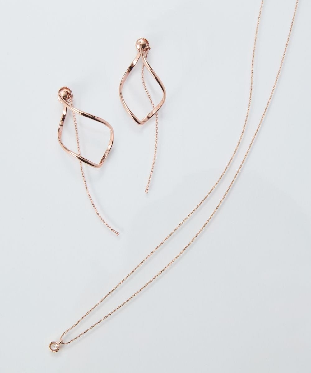 Phoebe 【限定セット】プチベゼルストーンネックレス×2wayグレースツイストラインイヤリング 