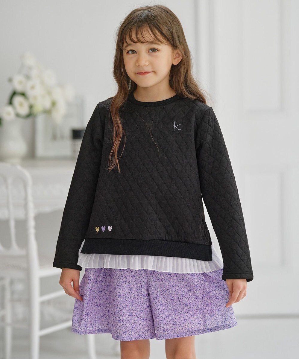 組曲 KIDS 【110-140㎝】ハートキルトジャガード トレーナー 